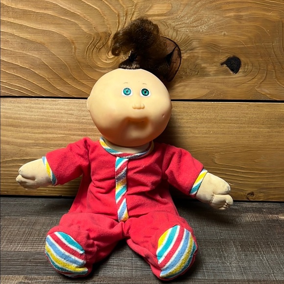 Cabbage Patch Kids Hasbro 1988 Blue Eyes Brown Hair Authentic Pajamas vintage - Picture 1 of 8